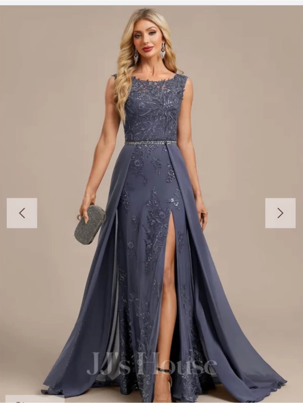 JJs House Stormy Blue Embroidered Gown